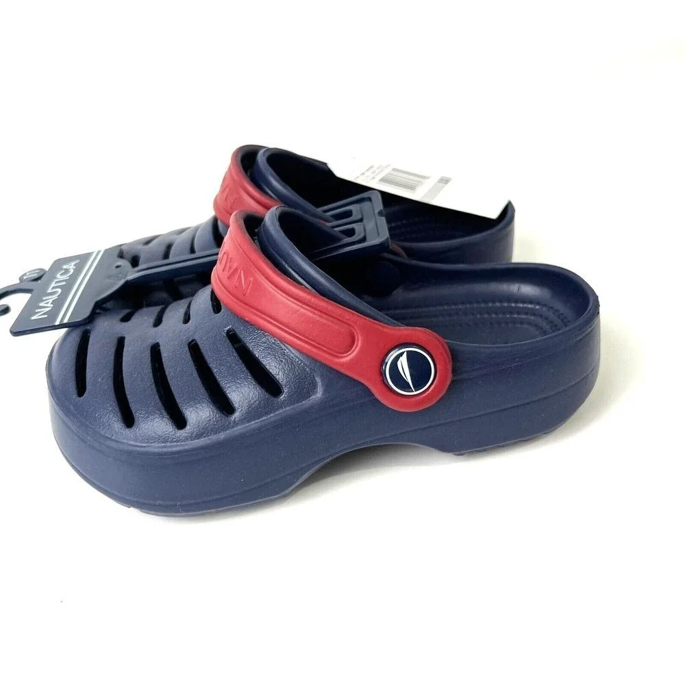 Nautica River Edge Toddler Navy Blue Red Slip On Clog Comfort Shoes Baby Size 11